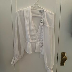 Women’s Express Sheer White Blouse